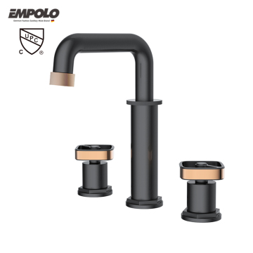 Black Gold Dual Handle Brass Bathroom Basin Faucet with Two Handles