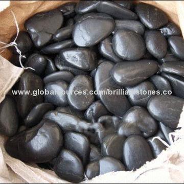 Natural Black Pebble Stone, Not Machine-done, Various Diameter Sizes/Levels, for Landscaping Paving