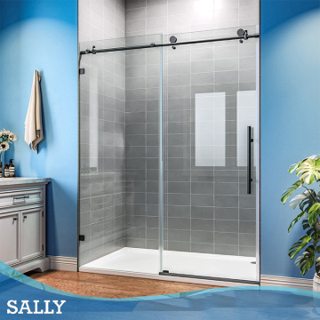 SALLY Matt Black Slim Frameless Sliding Shower Door