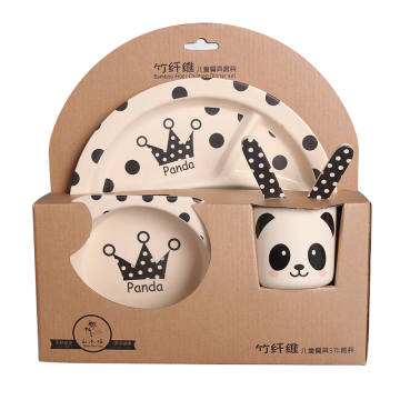 wholesale healthy product baby birthday gift luxury biodegradable bamboo fiber tableware dinnerware kids plate set