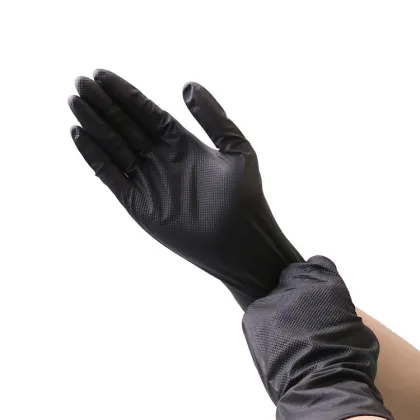 Black 8mm Diamond Texture Nitrile Gloves