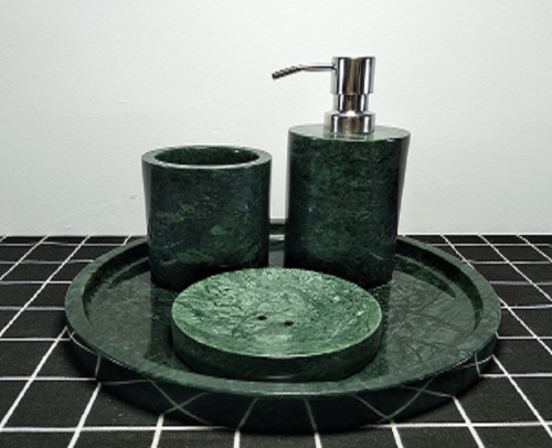 dark green marble bath bottle