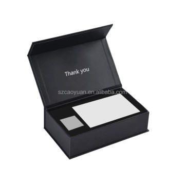 Custom Luxury Black Magnetic Packaging Gift Box with Black EVA Insert for ID Card or Membership Card