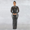 Sexy transparent crystal sleeveless evening gown