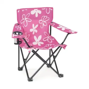 Kids Folding Pink Safety Lock Cup Holder Carry Case Toddler Beach Chair
