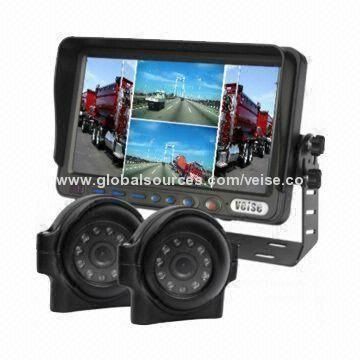 Car Front/Rearview Camera System with Side Camera, Quad/Dual/Single Image View Selectable Monitor