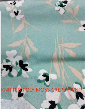 Knitted Polyester Spandex Crepe Printed Fabric