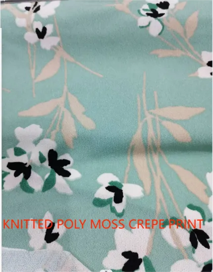 Knitted Polyester Spandex Crepe Printed Fabric