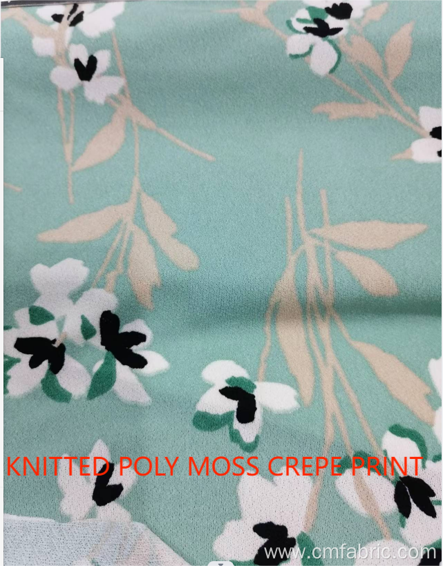 Knitted Polyester Spandex Crepe Printed Fabric