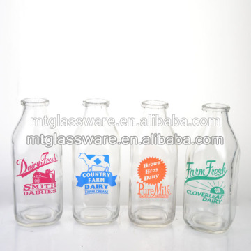 1 liter milk botle with clip lid and decal design