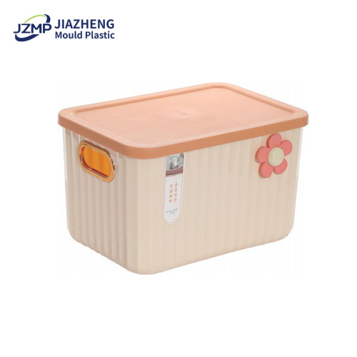 Ribbed Container Plastic Storage Box with Lid & Handle