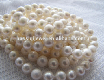 Hot wholesale natural 10mm white real round freshwater pearl