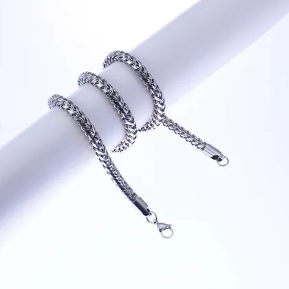 Hot Selling Stainless Steel Chopin Chain Necklace Jewelry with Gold Plating and Wheat Design
