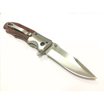 Fast Open Camping Wood Handle Pocket Knife