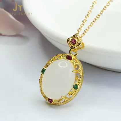 Wholesale High Quality Hetian Jade and Stainless Steel Pendants for Fengshui Decor