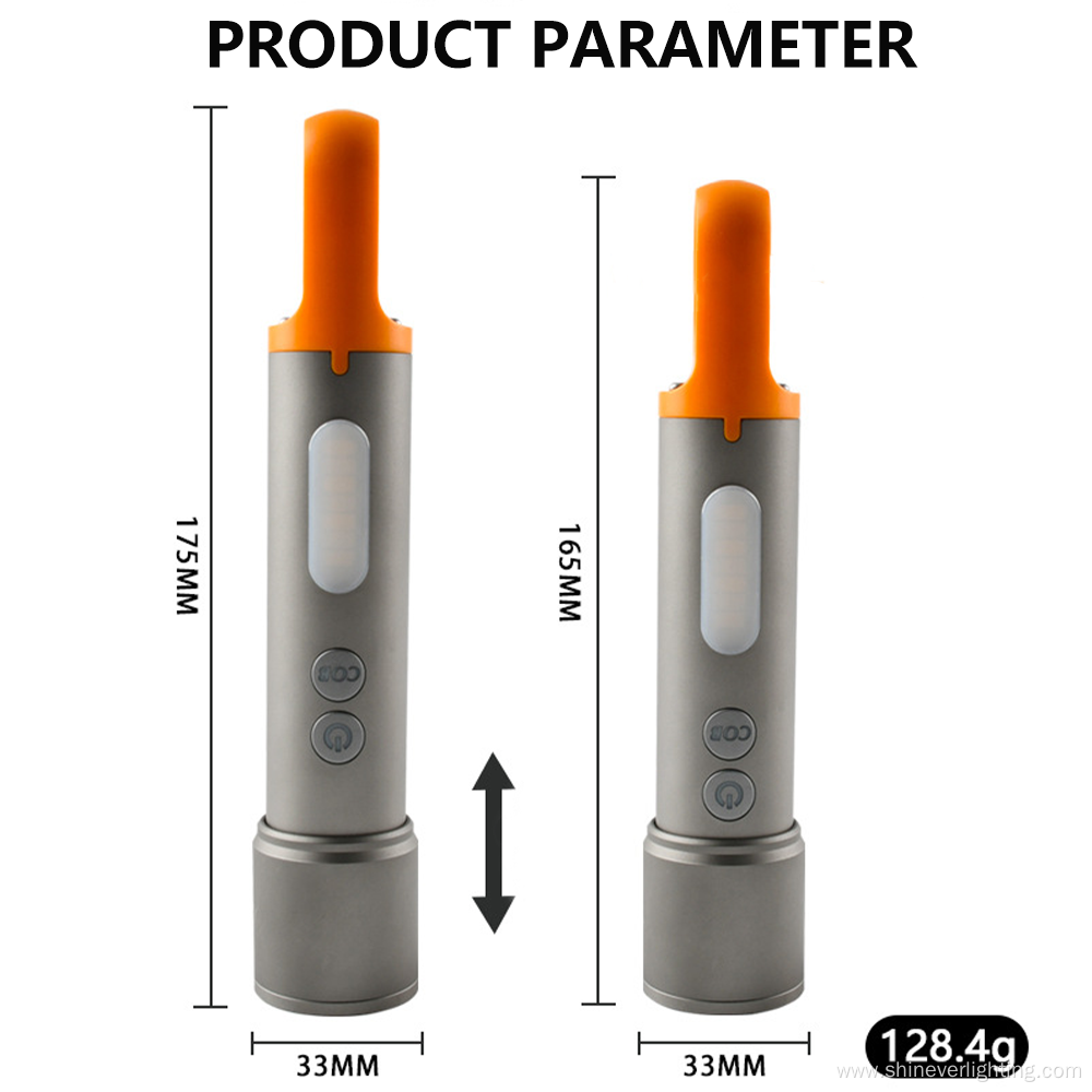 Powerful Zoomable USB-C LED COB Flashlight Sidelight Torch