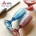 ATO Machine Embossed Glass Tumbler Blue Drinking Glass