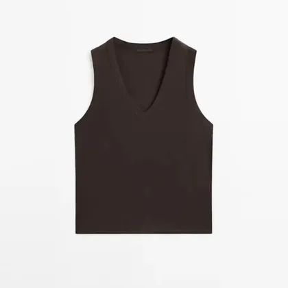 Women's basic casual silk cotton sleeveless vest