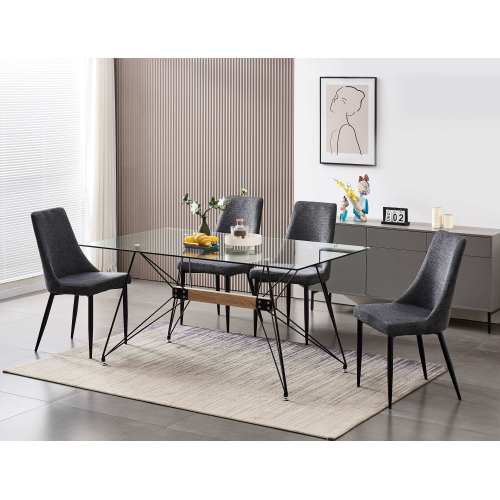 Mesa de comedor de vidrio | Declaración híbrida industrial-natural