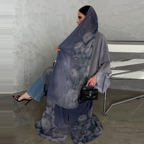 چاپ ابریشمی تابستانی شیفون Abaya با آستر