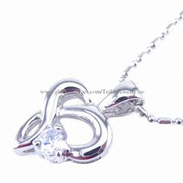 2014 newest style elegant heart sterling silver necklaces with cubic zirconia
