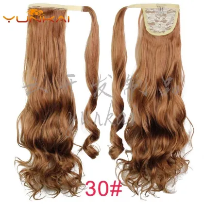 Cheap curly wrap around  ponytails synthetic hair extension accessories long wavy Synthetic Hair Ponytails for white black women