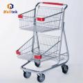 Store Two Layers Metal Shopping Basket Trolley