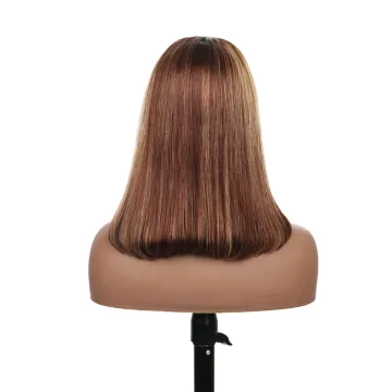 Highlight 1B Honey Brown Color Straight Bob Human Hair Lace Front Wigs Perruque Bob Lace