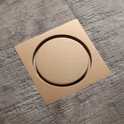 Bathroom Pure Brass Golden Floor Drain