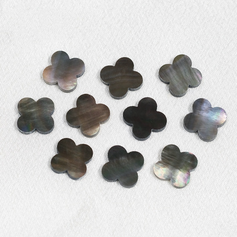 black mother-of-pearl four leave clover shape