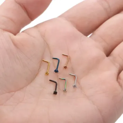 Surgical Stainless Steel L Shape Nose Rings for Men and Women