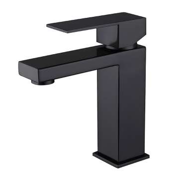Black Stainless Steel Square Wash Basin Faucet for Hotels and Apartments