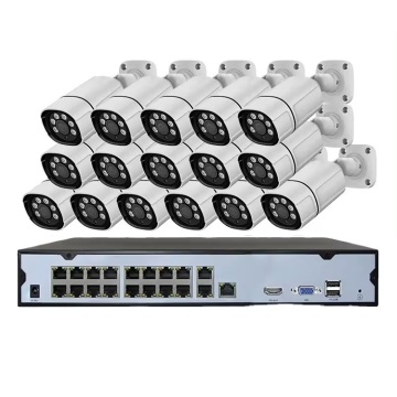 Sistema POE CCTV 16CH 4K da 8MP - Audio a due vie, Visione notturna a colori, Indoor/Outdoor, NVR NVR Compatibile