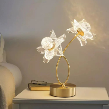 Lampe de table de chevet de chambre à coucher à double tête