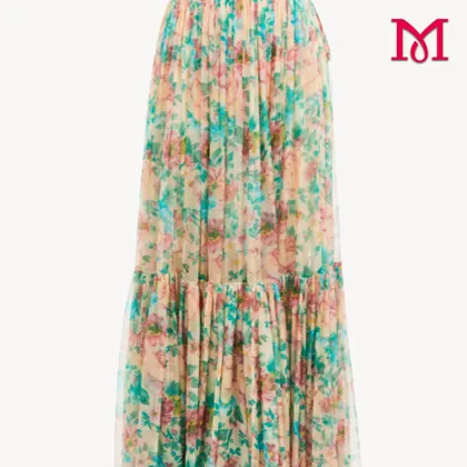 Luxurious Pleated Silk Maxi Skirt