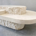 Белый натуральный каменный стол овальный журнальный столик
