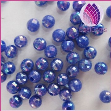 wholesale blue 6mm Bulk chunky acrylic faceted AB earth ball beads