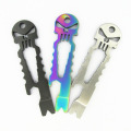 Crowbar pendant keyring Beer Bottle Opener multi pocket tool Prybar Pry bar gadget camp hike outdoor Skull