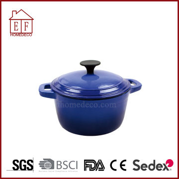 Round enamel cast iron casserole with lid