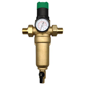 Brass Pressure Relief Valve with Pre-Filter Housing and Manual Backwash - Includes Water Filter and Pressure Gauge