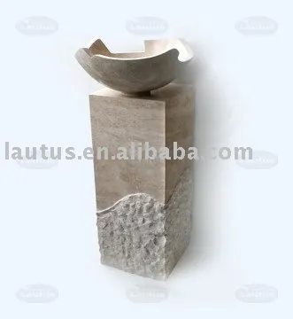 Travertine Pedestal Sink--Lautus Travertine Bathroom Pedestal Sink (PED-CPBT)