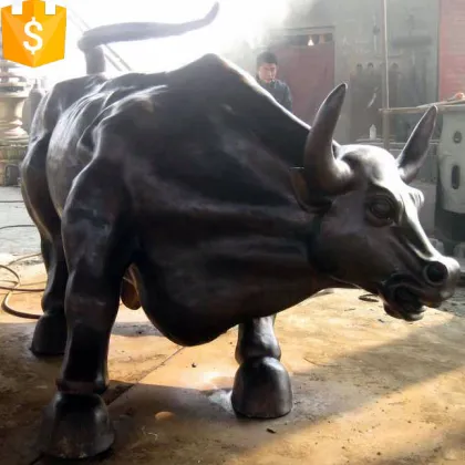 big size casting bronze wall street bull for bull market decoration