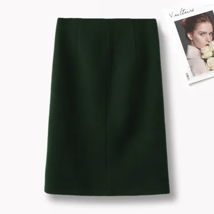 Casual Office Ladies Long Woolen Skirt