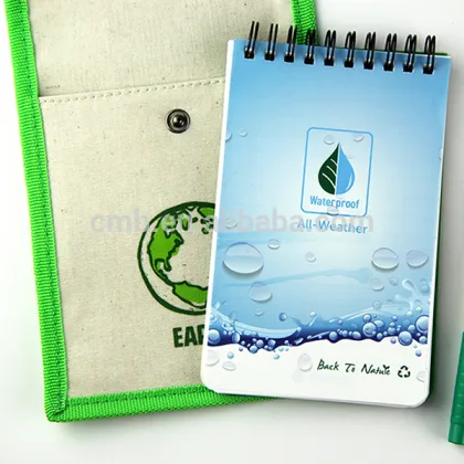 Eco waterproof fabric bag with stone paper notebook stationery earth friendly products