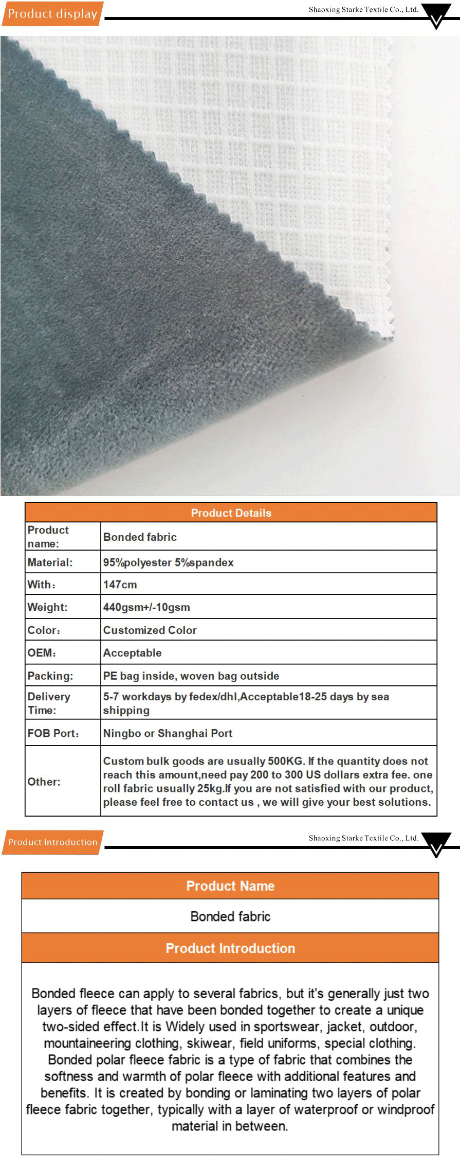 bonded fabric for clothing