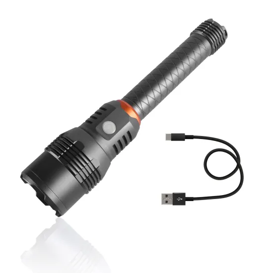 USB Rechargeable Flashlight with Zoom Function, 5 Light Modes, and Power Bank Capacity of 12,000 Lumen