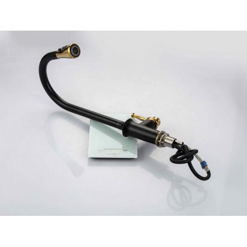 Household Black Gold Pull Down Brass Kitchen Faucet