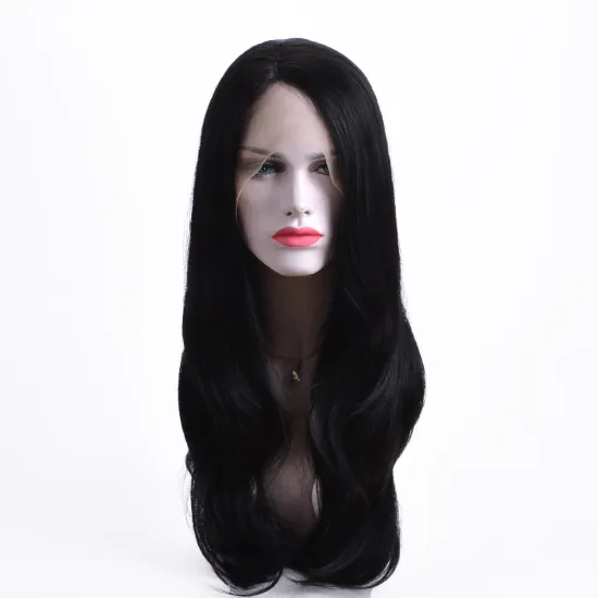Aishili top quality kinky straight frontal preplucked lace front synthetic wigs for black women