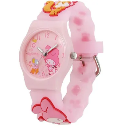 Pink Silicone Watch with Cute Cartoon Melody