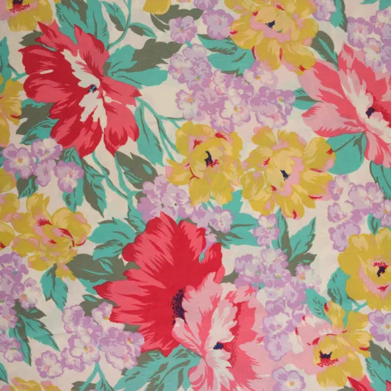 Floral Linen Fabric: 55% Linen 45% Viscose Cotton Blend for Garments | Textile Suppliers
